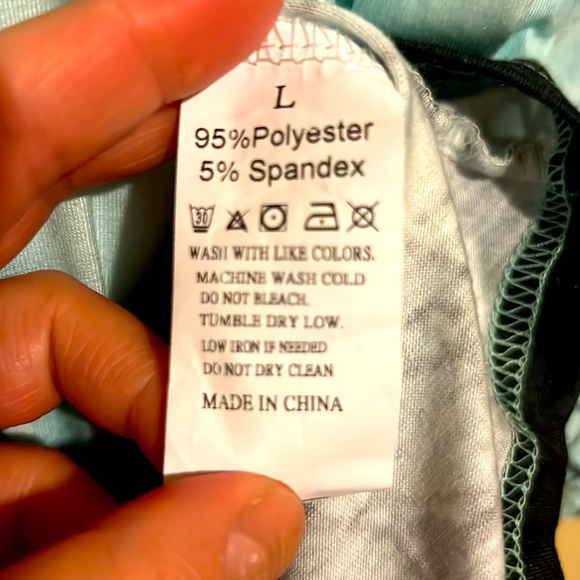 L Turquoise Blouse with Ornament and Front Buttons LongSleeve V-Neck Tunic Shirt - Picture 7 of 8